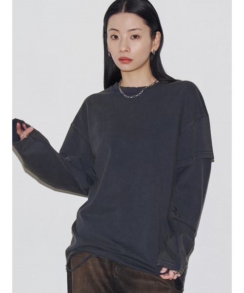 VEQUM（VEQUM）の「【VEQUM】LAYERED OVER LONG SLEEVE T SHIRT（Tシャツ/カットソー・レディース・ブラック/ネイビー/ブラウン・FREE）」の10枚目の写真