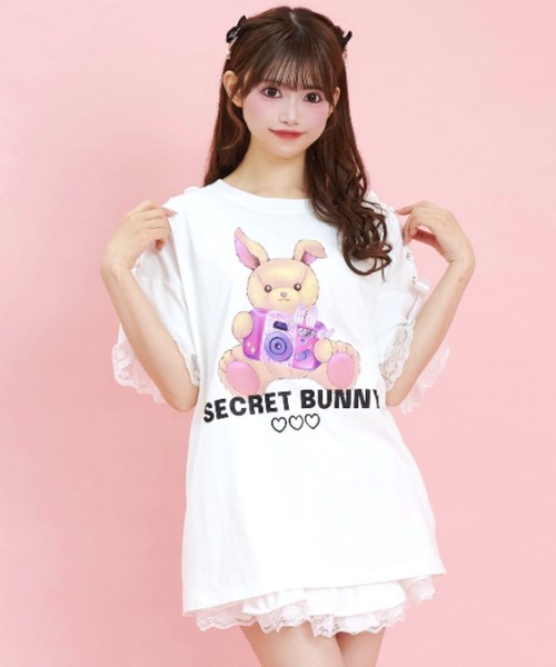 シークレットハニー Secret Honey レースアップうさ耳半袖ブラウス （ホワイト） 楽天市場】レースアップうさ耳ブラウス3/19 12:00 ホワイト