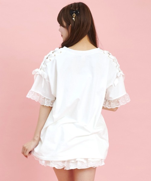 Secret Honey(シークレットハニー)の「肩レースアップうさぎプリントTシャツ(Tシャツ/カットソー・レディース・ブラック/オフホワイト/ホワイト系その他2/ブラック系その他/スミクロ/ホワイト系その他3/ホワイト系その他/ブラック系その他3・FREE)」の17枚目の写真