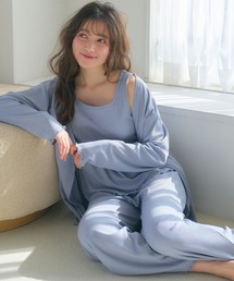 cross marche（クロスマルシェ）の「【LAFUKU/ラフク】ワッフル素材 カップ付きキャミ＆ワイドパンツ 3点セット ルームウェア◆新色・サイズ追加◆（ルームウェア/パジャマ）」