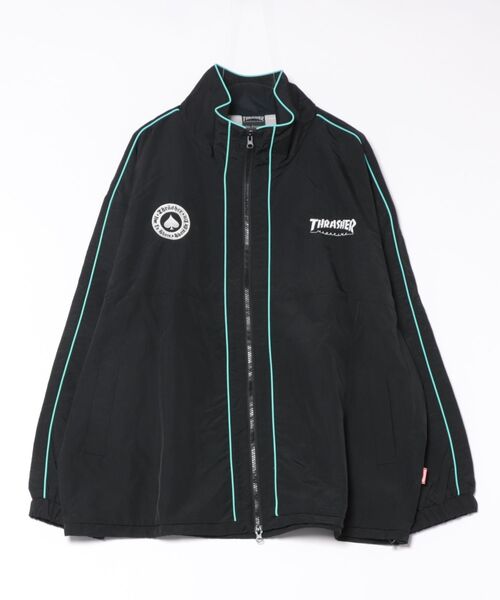 THRASHER(スラッシャー)の「【THRASHER/スラッシャー】ナイロンタスラン パイピングブルゾン(ナイロンジャケット・メンズ・ブラック/ホワイト・X-LARGE/MEDIUM/LARGE)」の1枚目の写真