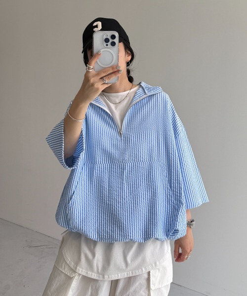 セール】over size half zip holiday PO / オーバーサイズハーフ