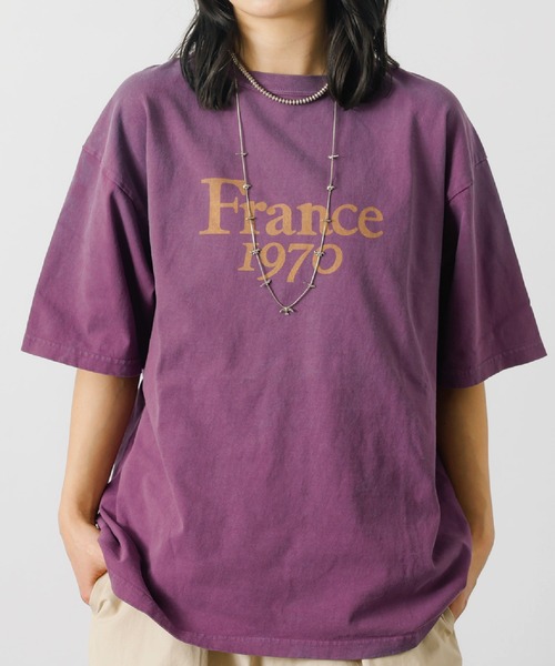 REMI RELIEF(レミレリーフ)の「【REMI RELIEF / レミレリーフ】ロゴTシャツ / SP加工14/天竺T(France1970)【WEB限定】(Tシャツ/カットソー・レディース・エンジ/サックスブルー/ブラック/オフホワイト・フリー)」の4枚目の写真