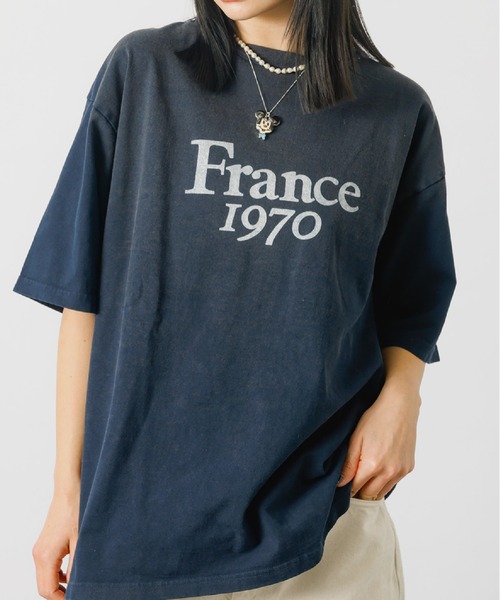 REMI RELIEF(レミレリーフ)の「【REMI RELIEF / レミレリーフ】ロゴTシャツ / SP加工14/天竺T(France1970)【WEB限定】(Tシャツ/カットソー・レディース・エンジ/サックスブルー/ブラック/オフホワイト・フリー)」の3枚目の写真