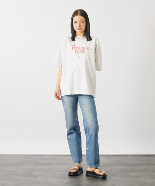 REMI RELIEF(レミレリーフ)の「【REMI RELIEF / レミレリーフ】ロゴTシャツ / SP加工14/天竺T(France1970)【WEB限定】(Tシャツ/カットソー・レディース・エンジ/サックスブルー/ブラック/オフホワイト・フリー)」の6枚目の写真