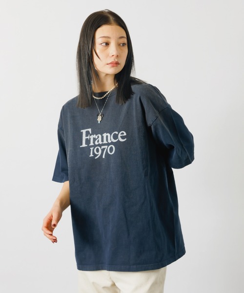 REMI RELIEF(レミレリーフ)の「【REMI RELIEF / レミレリーフ】ロゴTシャツ / SP加工14/天竺T(France1970)【WEB限定】(Tシャツ/カットソー・レディース・エンジ/サックスブルー/ブラック/オフホワイト・フリー)」の8枚目の写真