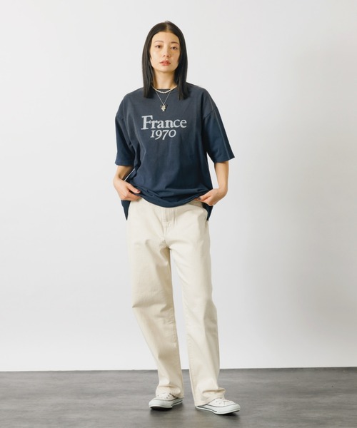 REMI RELIEF(レミレリーフ)の「【REMI RELIEF / レミレリーフ】ロゴTシャツ / SP加工14/天竺T(France1970)【WEB限定】(Tシャツ/カットソー・レディース・エンジ/サックスブルー/ブラック/オフホワイト・フリー)」の9枚目の写真