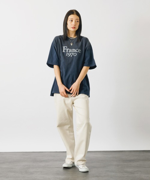 REMI RELIEF(レミレリーフ)の「【REMI RELIEF / レミレリーフ】ロゴTシャツ / SP加工14/天竺T(France1970)【WEB限定】(Tシャツ/カットソー・レディース・エンジ/サックスブルー/ブラック/オフホワイト・フリー)」の21枚目の写真