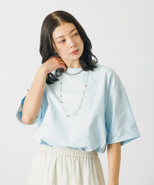 REMI RELIEF(レミレリーフ)の「【REMI RELIEF / レミレリーフ】ロゴTシャツ / SP加工14/天竺T(France1970)【WEB限定】(Tシャツ/カットソー・レディース・エンジ/サックスブルー/ブラック/オフホワイト・フリー)」の14枚目の写真