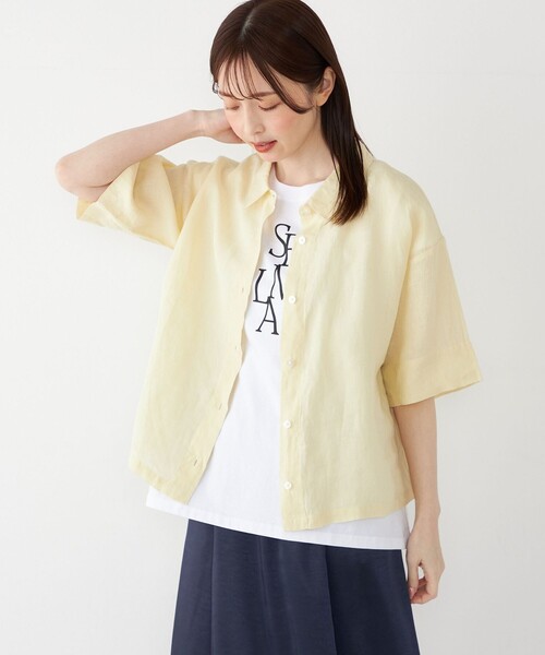 「SHIPS」 長袖シャツ 36 ライトイエロー レディース SHIPS Colors:〈洗濯機可能〉ユーロリネン (EURO Linen