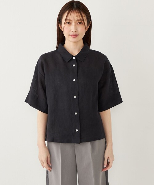 ブラウス シャツ SHIPS Colors:「洗濯機可能」ユーロリネン (EURO Linen) ボクシー シャツ レディース SHIPS Colors:〈洗濯機可能〉ユーロリネン (EURO Linen