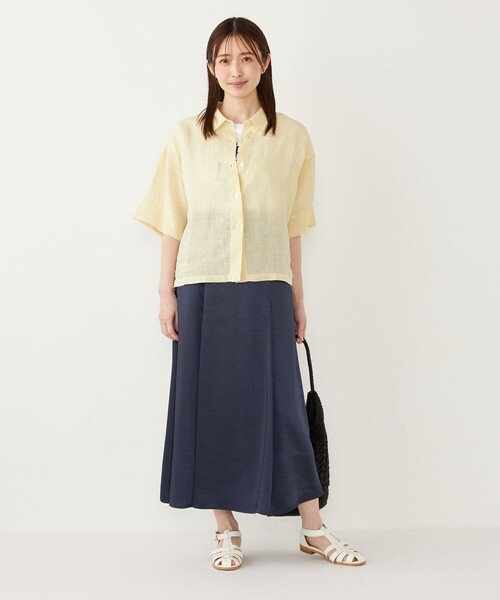 【新品】 SHIPS EURO Linen 七分袖カットソー M ホワイト SHIPS Colors:〈洗濯機可能〉ユーロリネン (EURO Linen