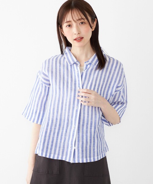 【新品】 SHIPS EURO Linen 七分袖カットソー M ホワイト SHIPS Colors:〈洗濯機可能〉ユーロリネン (EURO Linen