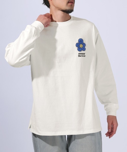 LUXSTYLE(ラグスタイル)の「ワンポイントサガラ刺繍ロンT(Tシャツ/カットソー・メンズ・ホワイト/ホワイト系その他/ブラック系その他/ブラック・M/L)」の2枚目の写真