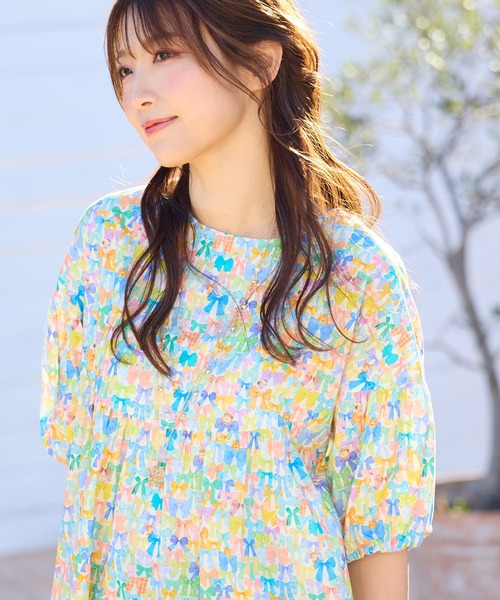 Jolly Poupee(ジョリープッペ)の「【22fabric】リボンコレクター/ブラウス(シャツ/ブラウス・レディース・ネイビー/オフホワイト・38/42/46)」の15枚目の写真