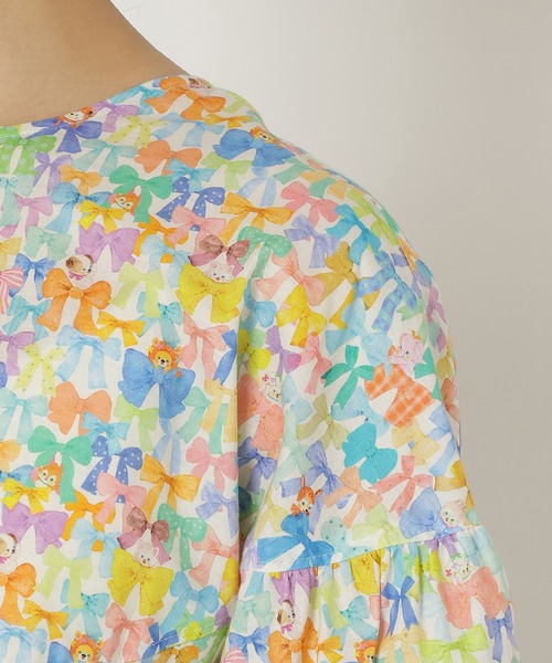 Jolly Poupee(ジョリープッペ)の「【22fabric】リボンコレクター/ブラウス(シャツ/ブラウス・レディース・ネイビー/オフホワイト・38/42/46)」の4枚目の写真