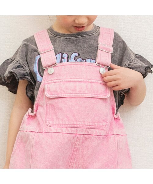 BREEZE（ブリーズ）の「ショートサロペット（サロペット/オーバーオール・キッズ・ピンク/ブルー・80/90/100/110/120/130）」の5枚目の写真