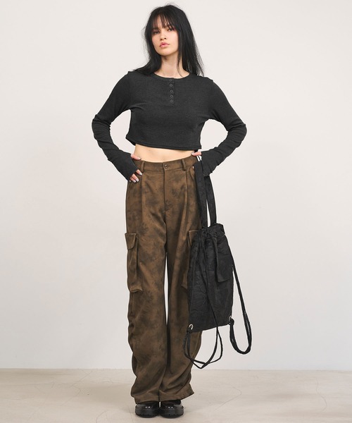 tシャツ 「Nora Lily」「elle」Design Cut L/S Henry Top レディース セール】【Nora Lily】「elle」Design Cut L/S Henry Top（T