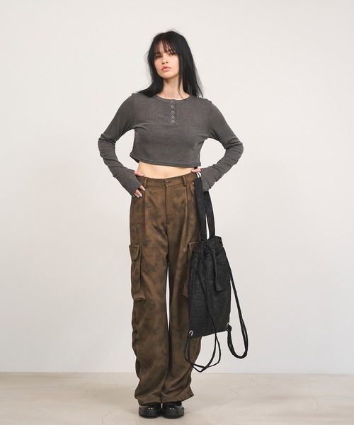 tシャツ 「Nora Lily」「elle」Design Cut L/S Henry Top レディース セール】【Nora Lily】「elle」Design Cut L/S Henry Top（T