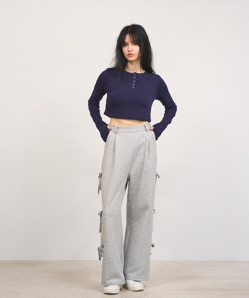 tシャツ 「Nora Lily」「elle」Design Cut L/S Henry Top レディース セール】【Nora Lily】「elle」Design Cut L/S Henry Top（T