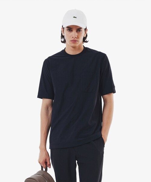 LACOSTE(ラコステ)の「ワンポイントロゴ オーバーサイズ ポケット半袖Tシャツ 透け防止 速乾 ストレッチ(Tシャツ/カットソー・メンズ・ブラック/グレイッシュブルー/ホワイト・3/5/4/6)」の2枚目の写真