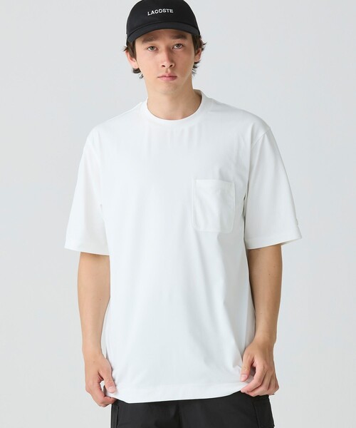 LACOSTE(ラコステ)の「ワンポイントロゴ オーバーサイズ ポケット半袖Tシャツ 透け防止 速乾 ストレッチ(Tシャツ/カットソー・メンズ・ブラック/グレイッシュブルー/ホワイト・3/5/4/6)」の4枚目の写真