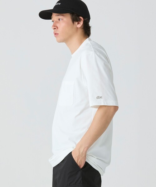 LACOSTE(ラコステ)の「ワンポイントロゴ オーバーサイズ ポケット半袖Tシャツ 透け防止 速乾 ストレッチ(Tシャツ/カットソー・メンズ・ブラック/グレイッシュブルー/ホワイト・3/5/4/6)」の5枚目の写真