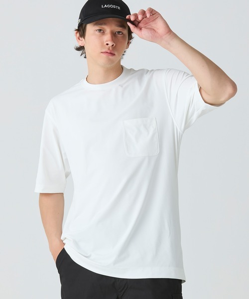 セール】ワンポイントロゴ オーバーサイズ ポケット半袖Tシャツ 透け