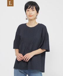 【L】【カタログ掲載品】【1枚で決まる】【ウォッシャブル】サッカーストレッチフレアブラウス