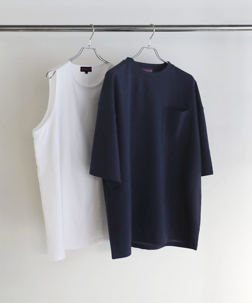 ETELIO(エテリオ)の「【25SS】【2点セット】接触冷感/抗菌防臭 グラフィックプリント 梨地ビッグTシャツ&ロングタンクトップアンサンブルセット(Tシャツ/カットソー・メンズ・ブラック/ブルーグリーン/ワイン/チャコール/ネイビー/ホワイト/グリーン/パープル/ホワイト系/ブラック系/ワイン系/ネイビー系・S/M/L/XL/XS)」の7枚目の写真