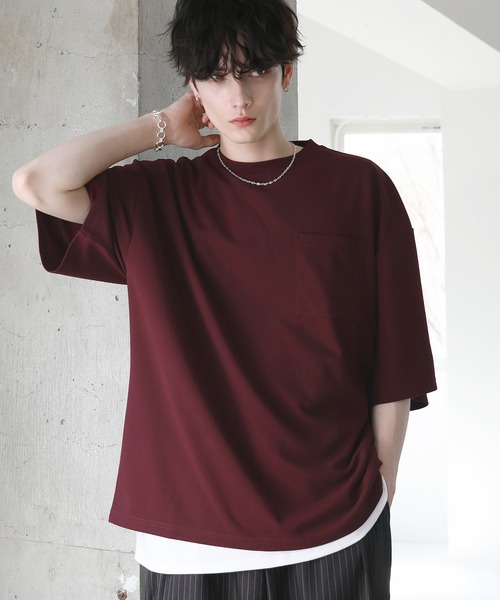 ETELIO(エテリオ)の「【25SS】【2点セット】接触冷感/抗菌防臭 グラフィックプリント 梨地ビッグTシャツ&ロングタンクトップアンサンブルセット(Tシャツ/カットソー・メンズ・ブラック/ブルーグリーン/ワイン/チャコール/ネイビー/ホワイト/グリーン/パープル/ホワイト系/ブラック系/ワイン系/ネイビー系・S/M/L/XL/XS)」の11枚目の写真