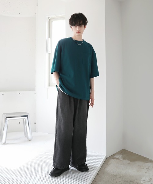 ETELIO（エテリオ）の「【26SS】【2点セット】接触冷感/抗菌防臭  梨地Tシャツ＆タンクトップアンサンブルセット（Tシャツ/カットソー・メンズ・ブラック/ブルーグリーン/ワイン/チャコール/ネイビー/ホワイト/グリーン/パープル/ホワイト系/ブラック系/ワイン系/ネイビー系・S/M/L/XL/XS）」の21枚目の写真