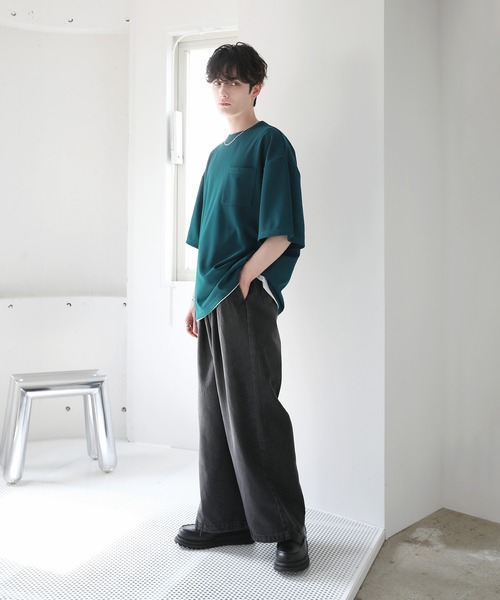 ETELIO（エテリオ）の「【26SS】【2点セット】接触冷感/抗菌防臭  梨地Tシャツ＆タンクトップアンサンブルセット（Tシャツ/カットソー・メンズ・ブラック/ブルーグリーン/ワイン/チャコール/ネイビー/ホワイト/グリーン/パープル/ホワイト系/ブラック系/ワイン系/ネイビー系・S/M/L/XL/XS）」の22枚目の写真