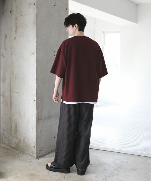 ETELIO(エテリオ)の「【25SS】【2点セット】接触冷感/抗菌防臭 グラフィックプリント 梨地ビッグTシャツ&ロングタンクトップアンサンブルセット(Tシャツ/カットソー・メンズ・ブラック/ブルーグリーン/ワイン/チャコール/ネイビー/ホワイト/グリーン/パープル/ホワイト系/ブラック系/ワイン系/ネイビー系・S/M/L/XL/XS)」の14枚目の写真