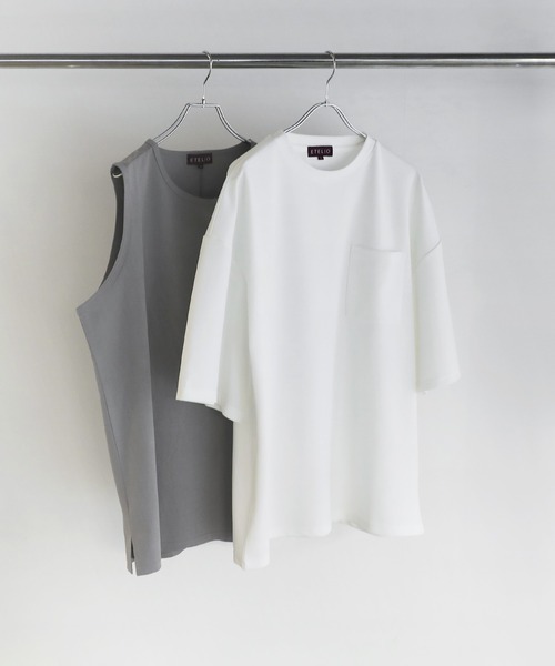 ETELIO(エテリオ)の「【25SS】【2点セット】接触冷感/抗菌防臭 グラフィックプリント 梨地ビッグTシャツ&ロングタンクトップアンサンブルセット(Tシャツ/カットソー・メンズ・ブラック/ブルーグリーン/ワイン/チャコール/ネイビー/ホワイト/グリーン/パープル/ホワイト系/ブラック系/ワイン系/ネイビー系・S/M/L/XL/XS)」の15枚目の写真