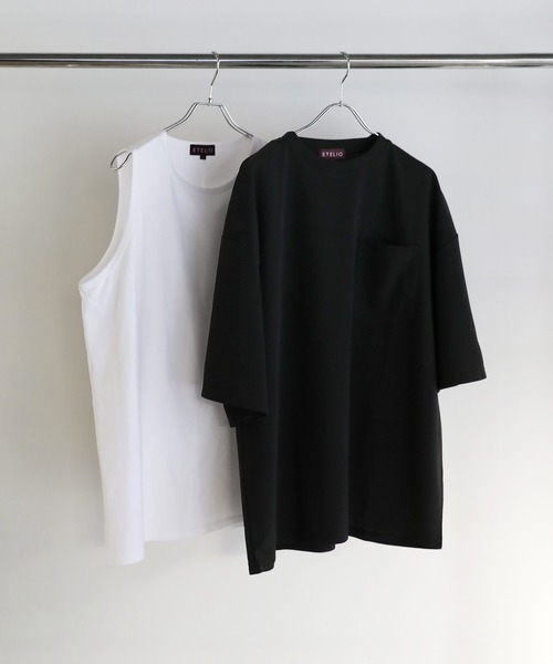 ETELIO(エテリオ)の「【25SS】【2点セット】接触冷感/抗菌防臭 グラフィックプリント 梨地ビッグTシャツ&ロングタンクトップアンサンブルセット(Tシャツ/カットソー・メンズ・ブラック/ブルーグリーン/ワイン/チャコール/ネイビー/ホワイト/グリーン/パープル/ホワイト系/ブラック系/ワイン系/ネイビー系・S/M/L/XL/XS)」の16枚目の写真