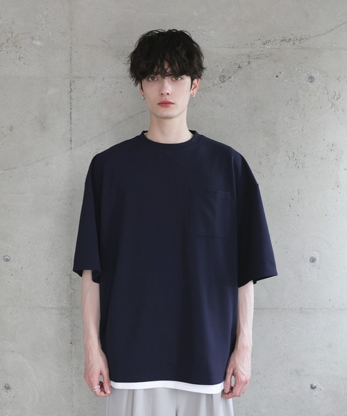 新品タグ付き 25ss ビアズリー　紺色　 シャツタンク 洗える　タンクトップ ETELIO（エテリオ）の「【25SS】【2点セット】接触冷感/抗菌防臭