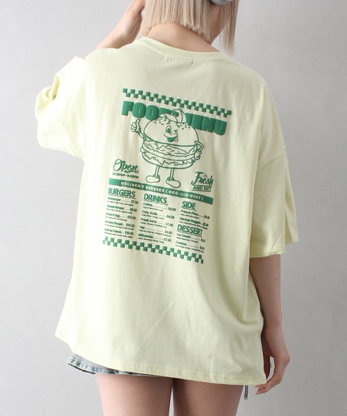 SpRay(スプレイ)の「バーガーメニュー BIG Tシャツ(Tシャツ/カットソー・レディース・スミクロ/イエロー/オートミール/ブルー/オフホワイト・FREE)」の5枚目の写真