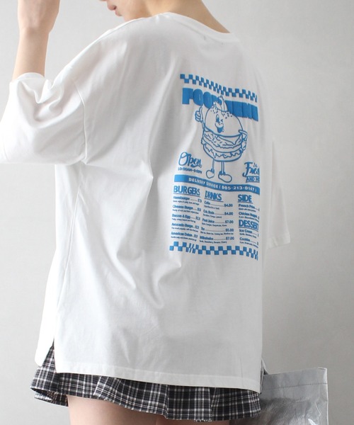SpRay(スプレイ)の「バーガーメニュー BIG Tシャツ(Tシャツ/カットソー・レディース・スミクロ/イエロー/オートミール/ブルー/オフホワイト・FREE)」の22枚目の写真