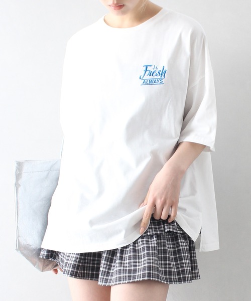 SpRay(スプレイ)の「バーガーメニュー BIG Tシャツ(Tシャツ/カットソー・レディース・スミクロ/イエロー/オートミール/ブルー/オフホワイト・FREE)」の16枚目の写真