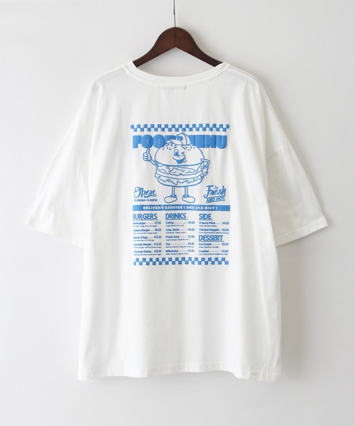 SpRay(スプレイ)の「バーガーメニュー BIG Tシャツ(Tシャツ/カットソー・レディース・スミクロ/イエロー/オートミール/ブルー/オフホワイト・FREE)」の17枚目の写真