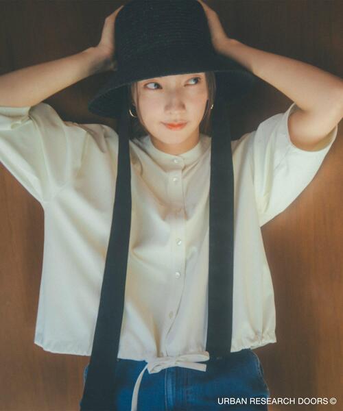 URBAN RESEARCH DOORS（アーバンリサーチドアーズ）の「『仁村紗和さん着用』『UR TECH』サマシェアドロストブラウス（シャツ/ブラウス・レディース・オフホワイト/チャコールグレー/ブルー・MEDIUM）」の7枚目の写真