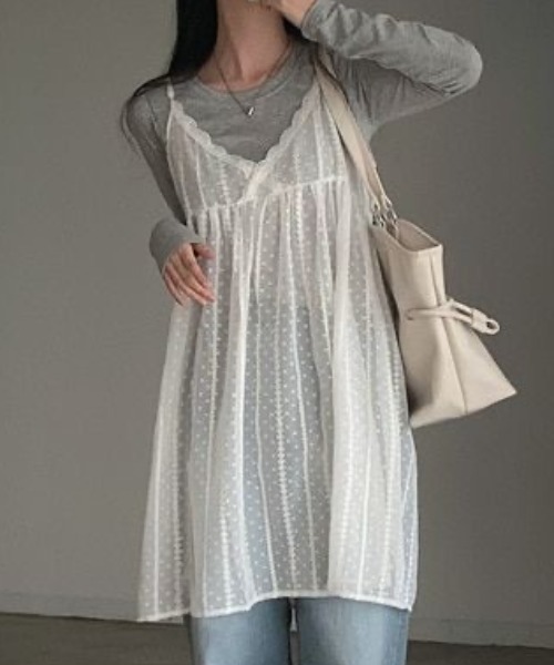 Achic(アシック)の「レイヤード刺繍シアーキャミチュニック(ワンピース・レディース・ホワイト/ホワイト系その他・M)」の11枚目の写真