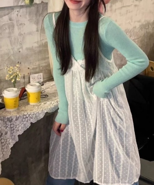 Achic(アシック)の「レイヤード刺繍シアーキャミチュニック(ワンピース・レディース・ホワイト/ホワイト系その他・M)」の12枚目の写真