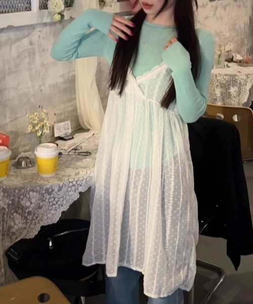 Achic(アシック)の「レイヤード刺繍シアーキャミチュニック(ワンピース・レディース・ホワイト/ホワイト系その他・M)」の13枚目の写真