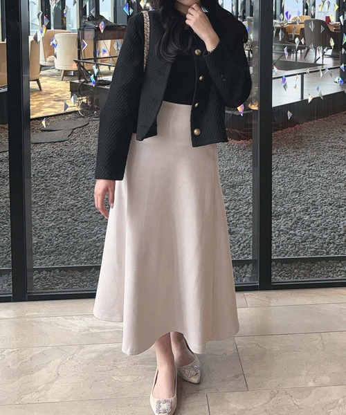 aquagarage(アクアガレージ)の「ノーカラーツイードジャケット(その他アウター・レディース・ホワイト系その他/ブラック・L/M)」の5枚目の写真