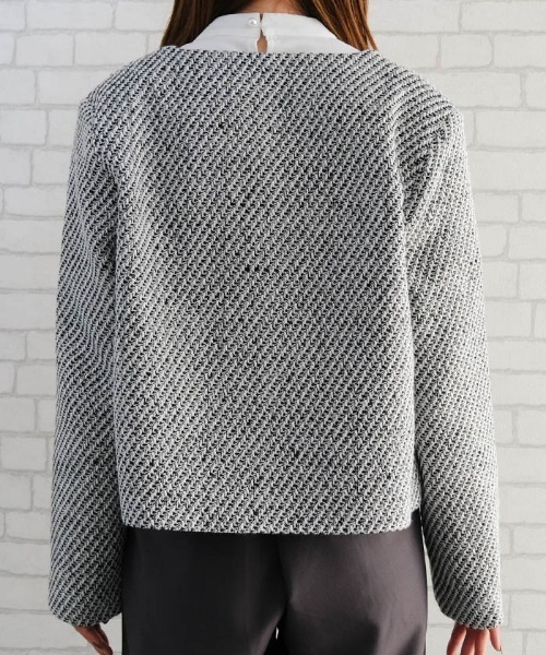 aquagarage(アクアガレージ)の「ノーカラーツイードジャケット(その他アウター・レディース・ホワイト系その他/ブラック・L/M)」の8枚目の写真