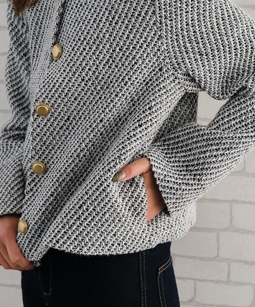 aquagarage(アクアガレージ)の「ノーカラーツイードジャケット(その他アウター・レディース・ホワイト系その他/ブラック・L/M)」の11枚目の写真