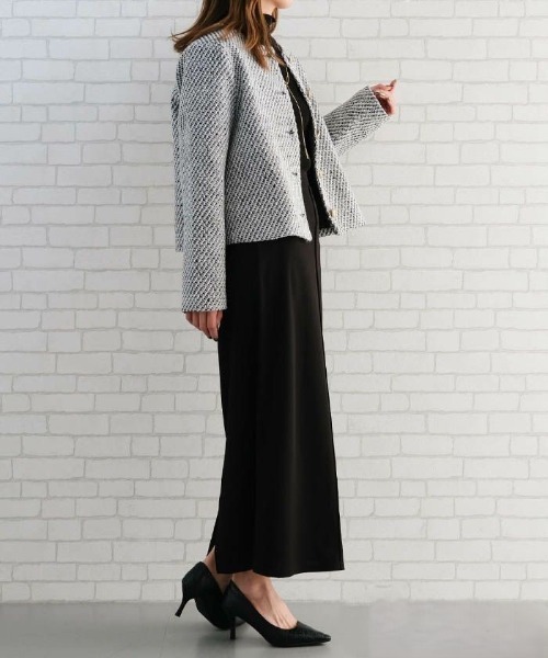 aquagarage(アクアガレージ)の「ノーカラーツイードジャケット(その他アウター・レディース・ホワイト系その他/ブラック・L/M)」の16枚目の写真