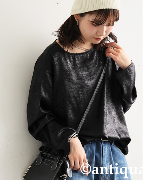antiqua(アンティカ)の「光沢長袖プルオーバー(Tシャツ/カットソー・レディース・ホワイト系その他/ブラック・ONESIZE)」の12枚目の写真